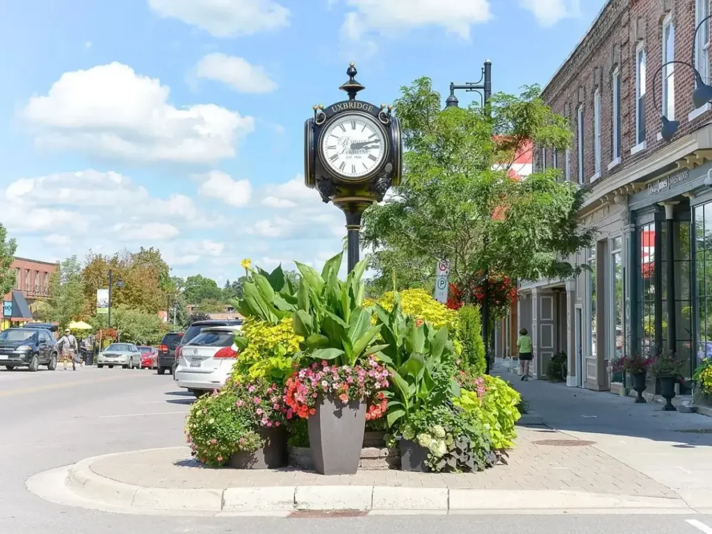 Brock Street in Downtown Uxbridge in Durham Region, ON_